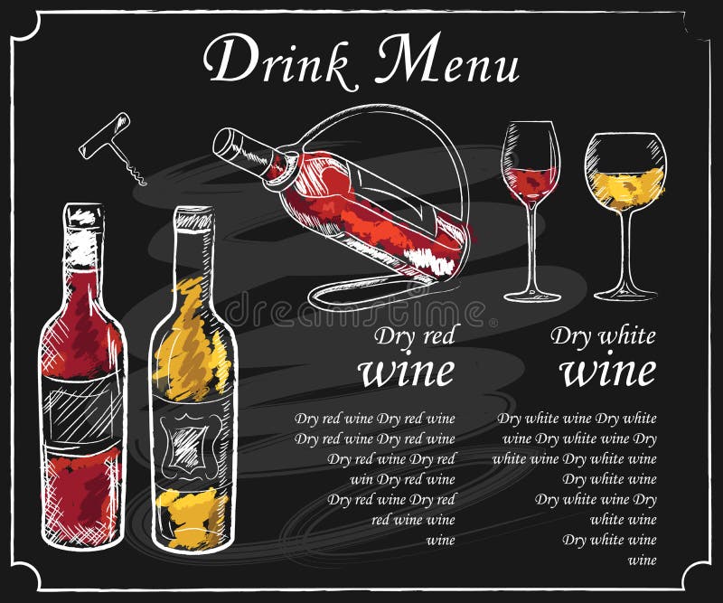 Drinkmeny royaltyfri illustrationer
