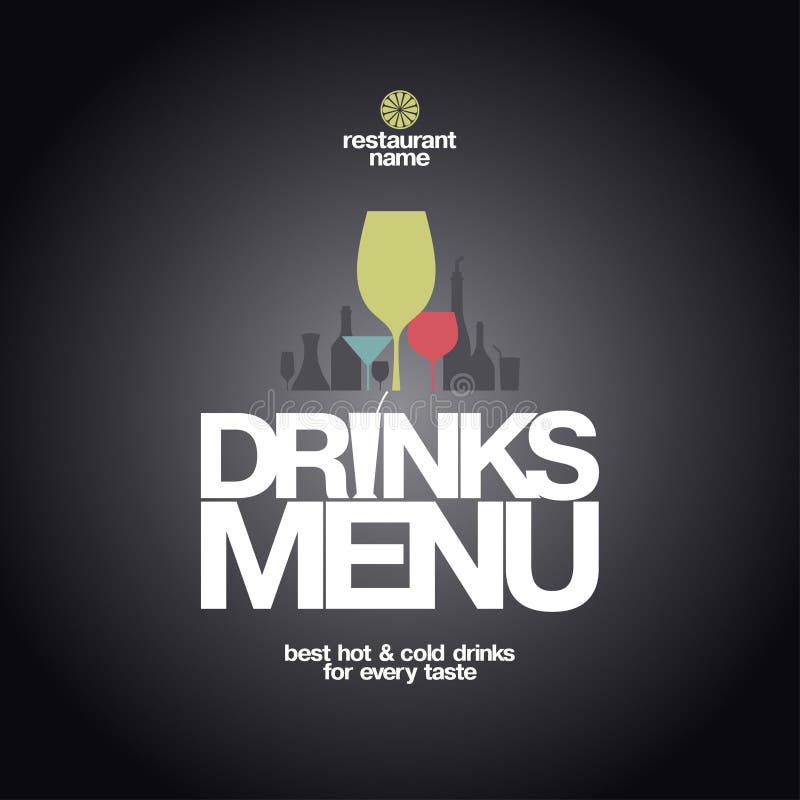 Drinks Menu Cover Template. Drinks Icons Stock Vector Illustration of