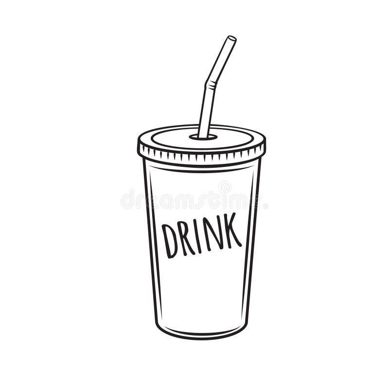 Download Drinks mug with straw stock vector. Illustration of fast ...