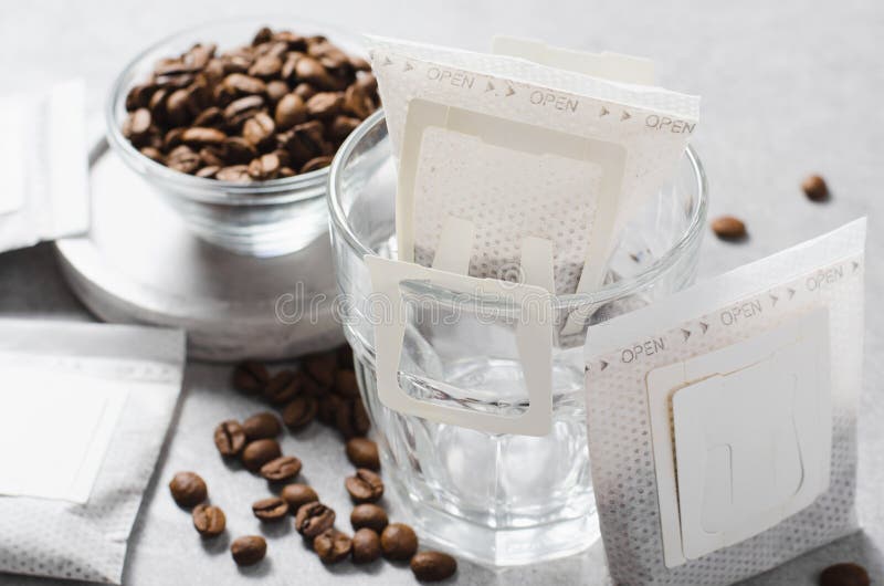 Drip Coffee Bags, Coffee Trend, Quick Way To Brew Ground Coffee Stock