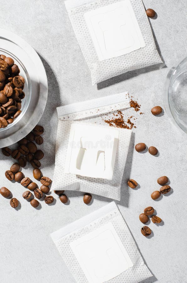 Drip Coffee Bags, Coffee Trend, Quick Way To Brew Ground Coffee Stock