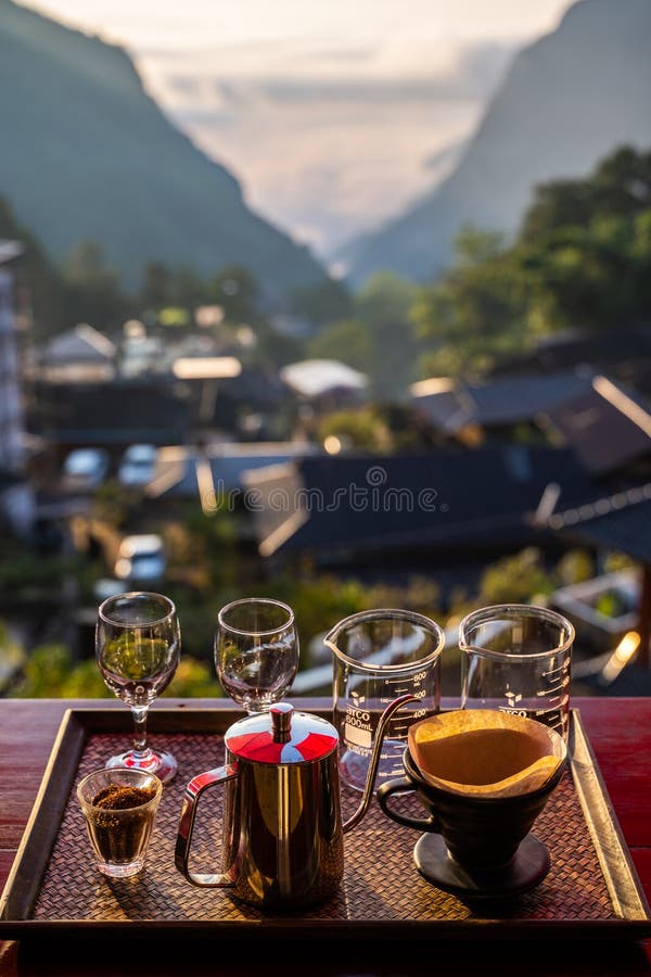 Drip Coffee Set for Brew Coffee Stock Image Image of brew, glass