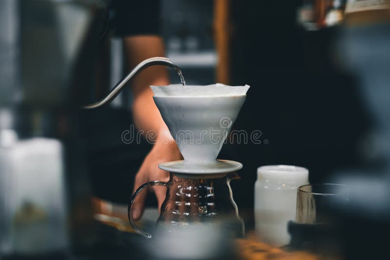 Drip Coffee on a Table in a Coffee Shop Stock Image Image of drip