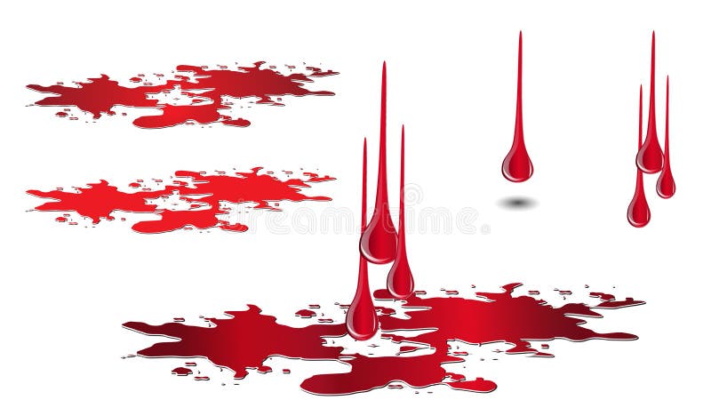 Set Of Various Dripping Grunge Blood Splatters Stock Illustration