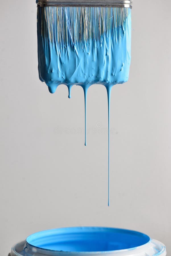 Dripping Blue Paint from Brush Stock Photo Image of three, vibrant