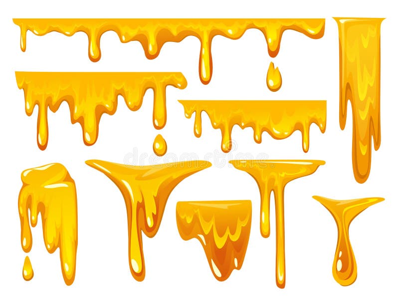 Dripping honey on white background. colorful collection of delicious honey drops. Melted honey isolated on white background. vector illustration Dripping honey on white background. colorful collection of delicious honey drops. Melted honey isolated on white background. vector illustration