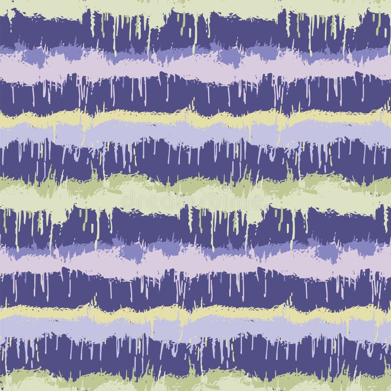 Dripping ink dyed stripe variegated background. Seamless pattern with inky dye drop spill. Bright gradient textile blend all over