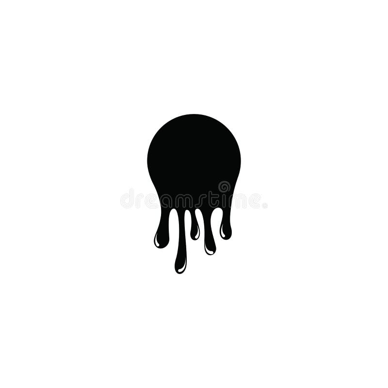 Dripping Paint Icon Logo. Current Liquid. Paint Flows. Melted Circle Logo. Current Paint Stains