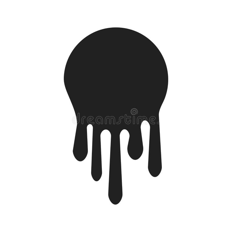 Dripping Paint Icon Set. Current Liquid. Paint Flows. Melted Circle Logo. Current Stains and