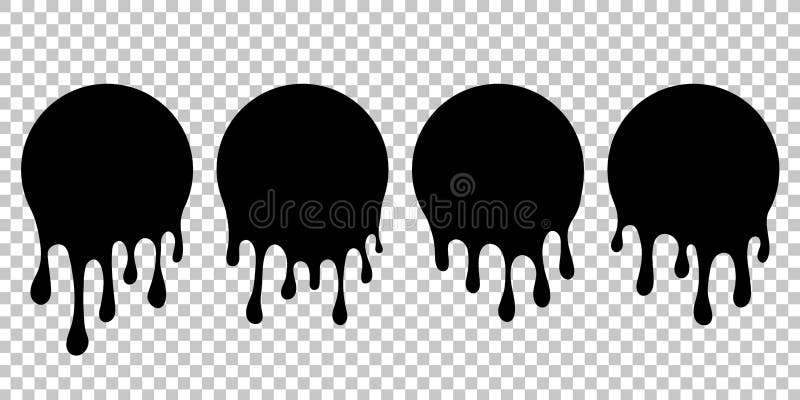 Dripping paint silhouette. Current liquid stains. Dripping spots of sauce, milk, blood, ink, oil, chocolate. Current blob round vector illustration Dripping paint silhouette. Current liquid stains. Dripping spots of sauce, milk, blood, ink, oil, chocolate. Current blob round vector illustration