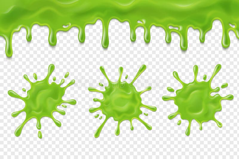 Dripping slime. Green dirt splat, goo dripping splodges of slime. Halloween ooze, mucus vector set