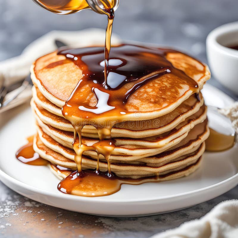 Dripping Maple Syrup on Pancake Stack Stock Illustration Illustration