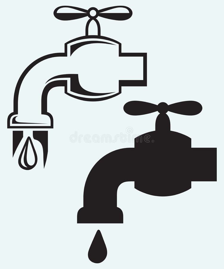 Dripping tap with drop royalty free illustration