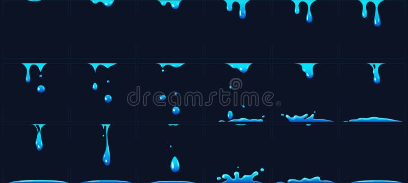 Dripping Water Animation, Water Splashes for Game Development. Dropping  Liquid in Frames for Cartoon Stock Vector - Illustration of animation,  cartoon: 196588535
