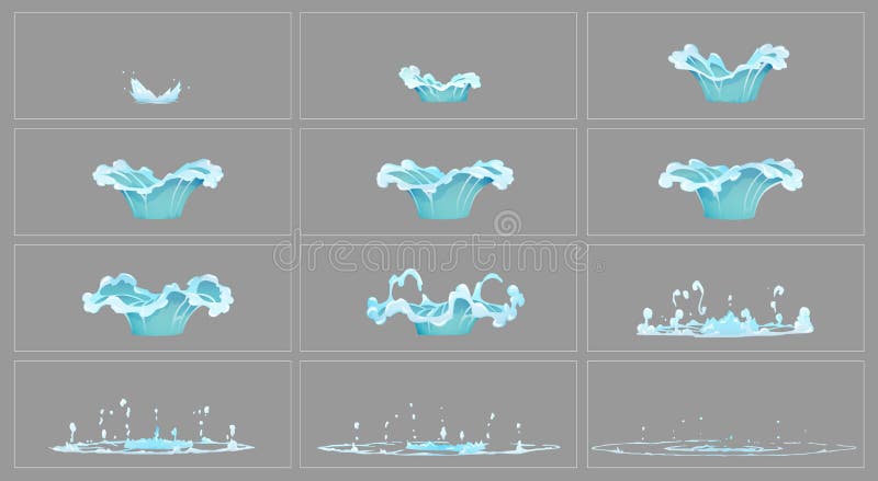 Dripping water special effect animation frames stock illustration