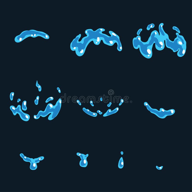 Dripping Water Special Effect Fx Animation Frames Sprite Sheet. Stock  Vector - Illustration of vector, blue: 110957926