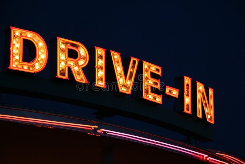 Drive-In Neon Sign stock photos