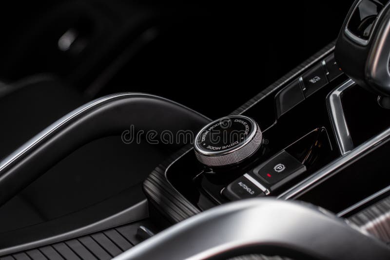Drive Selector Button. Automatic Gear Lever and Gear Shift Editorial