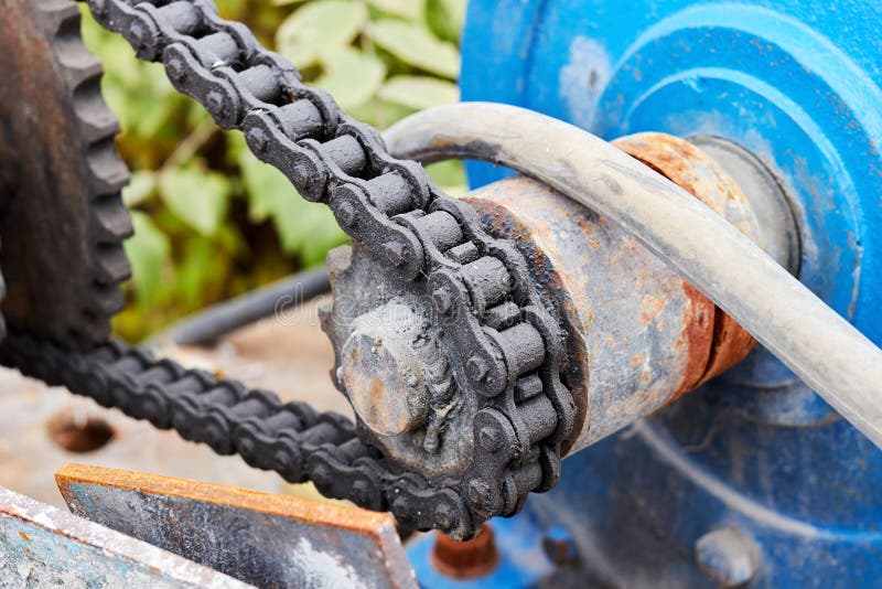 Drive Sprocket with Chain Covered with Old Lubricating Oil Stock Image Image of belt, dirty