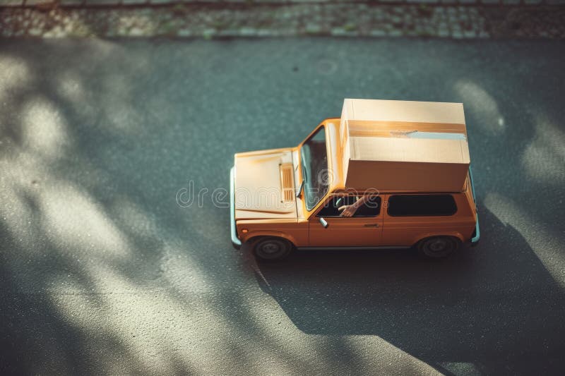 Driver driving car with parcels,delivery concept stock photography