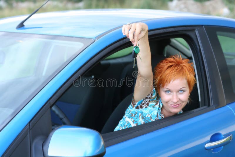 Driver with key from new car