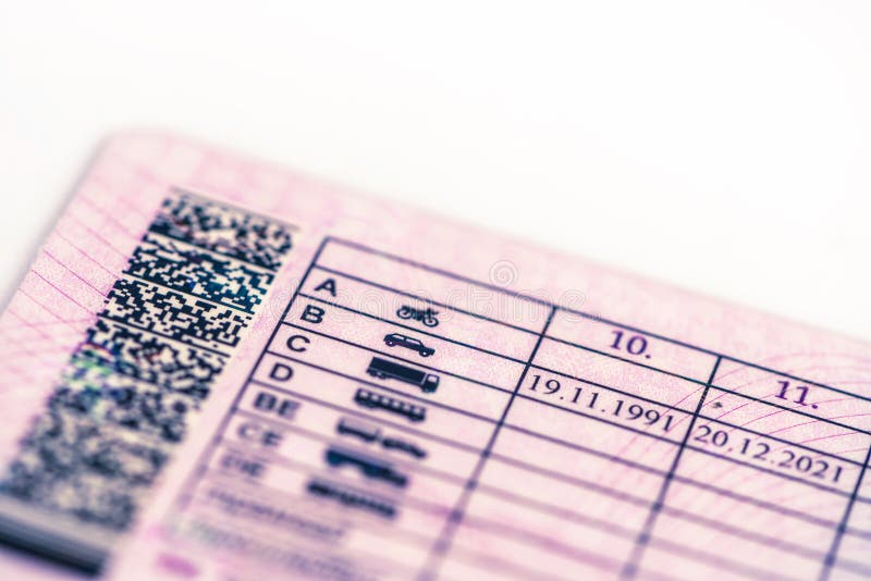 driver driving license, categories and valid period dates