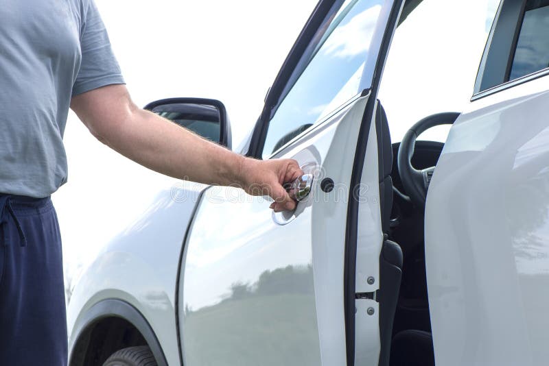 The Driver Opens the Car Door Stock Photo Image of business