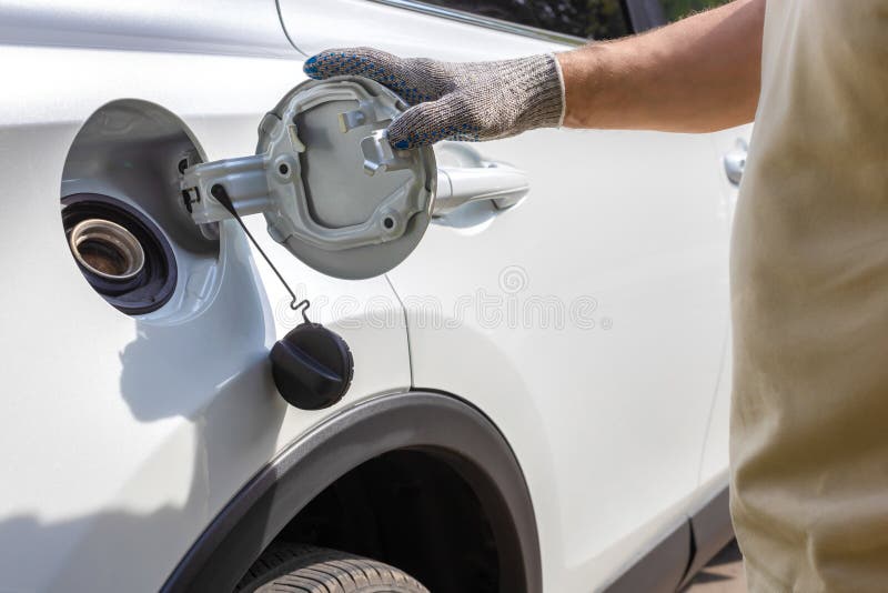The Driver Opens the Hatch of the Gas Tank Stock Image Image of hole, driver 270189049