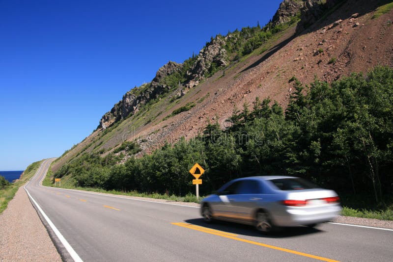 Driving on the Cabot Trail royalty free stock photos