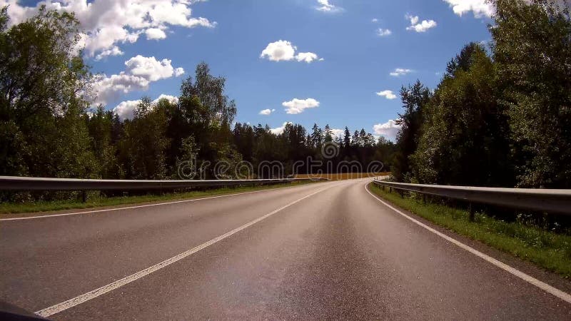 Driving a Car on a Country Road - POV - Point of view front - windshield. stock video