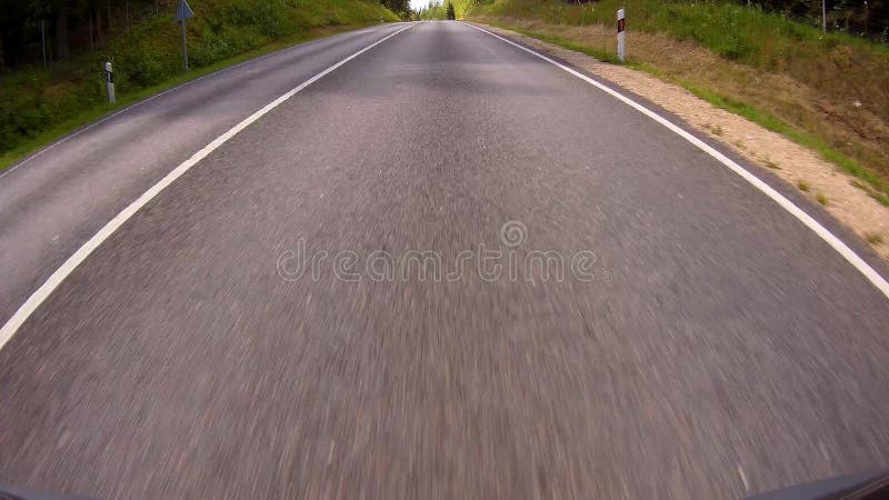 Driving a Car on a Country Road - POV - Point of view front - windshield. stock footage