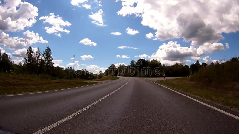 Driving a Car on a Country Road - POV - Point of view front - windshield. stock video footage