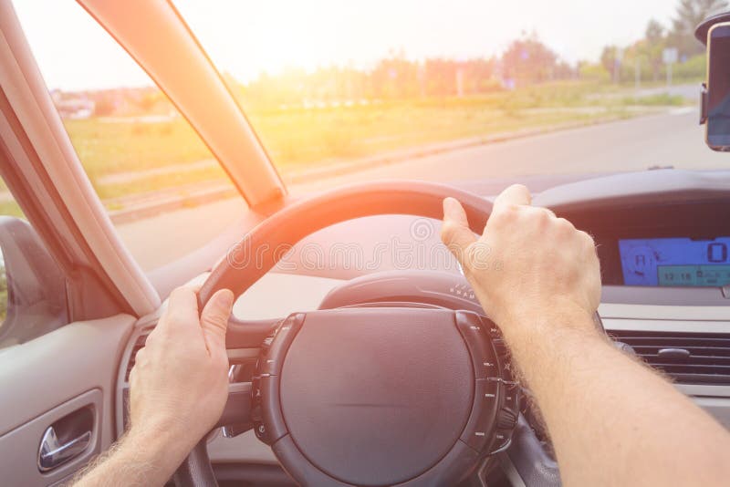 Driving a Car First Person View Stock Photo Image of traffic