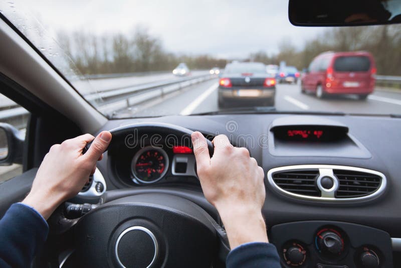 Driving car on highway stock photo. Image of closeup - 71974896