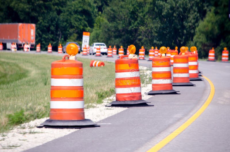 Driving in a construction zone royalty free stock photo Driving in a construction zone royalty free stock photo