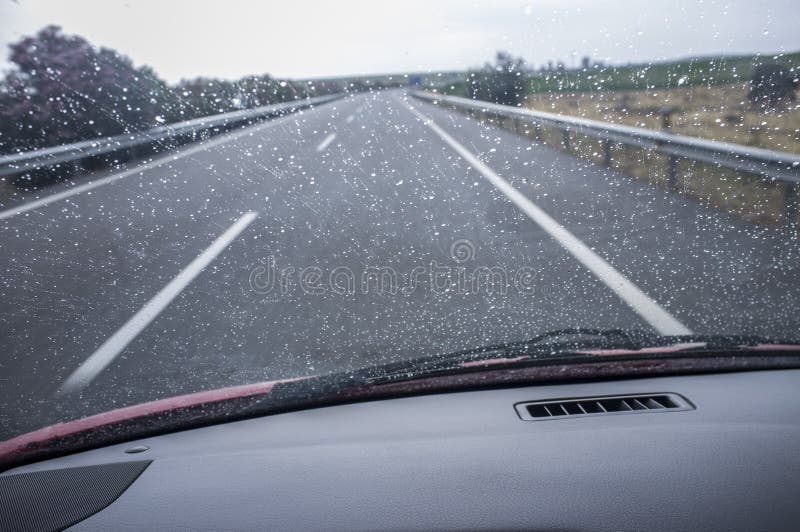 Driving on a Highway in the Rain Stock Image Image of safety, speed