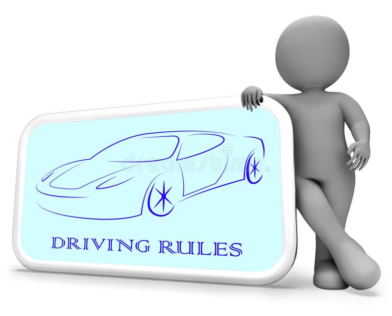 Driving Rules Shows Passenger Car 3d Rendering Stock Illustration