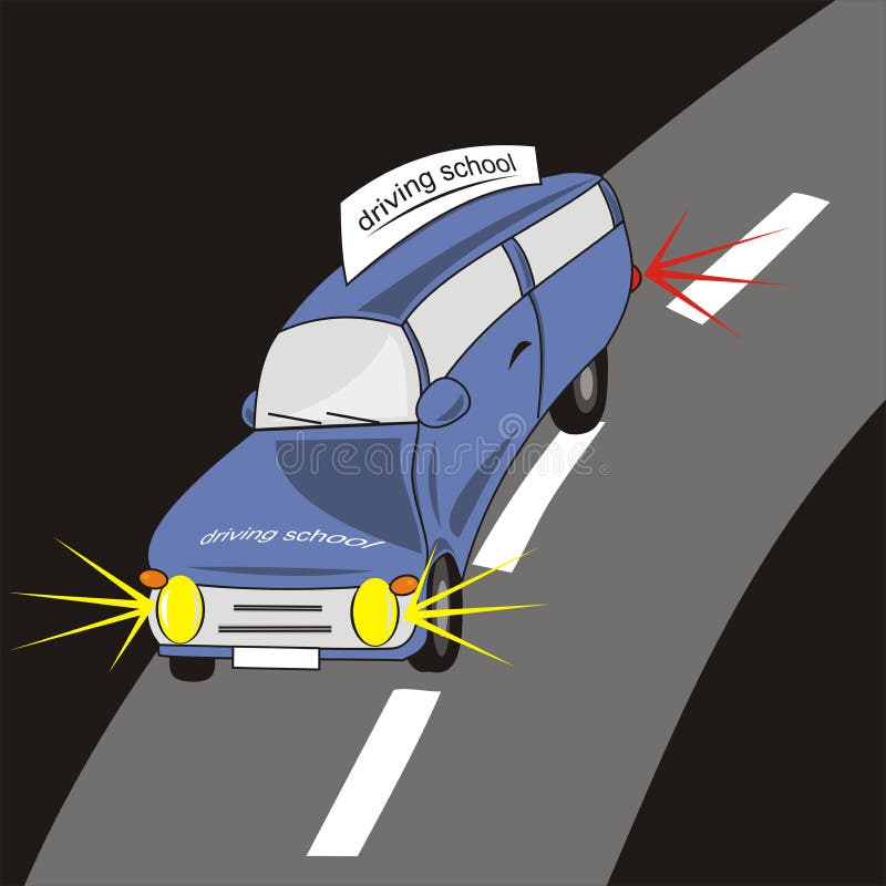 Driving school - blue car royalty free illustration