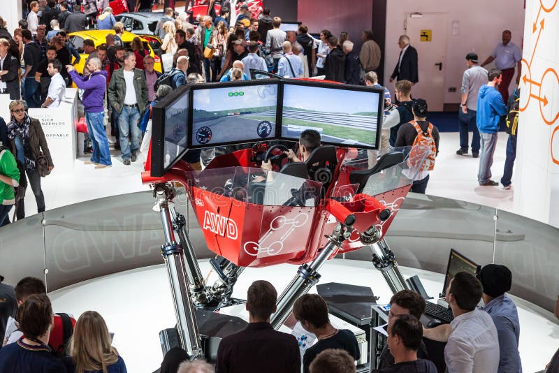 Driving simulator with video screen at Citroen stand at the Frankfurt Motor  Show 2009 Stock Photo - Alamy