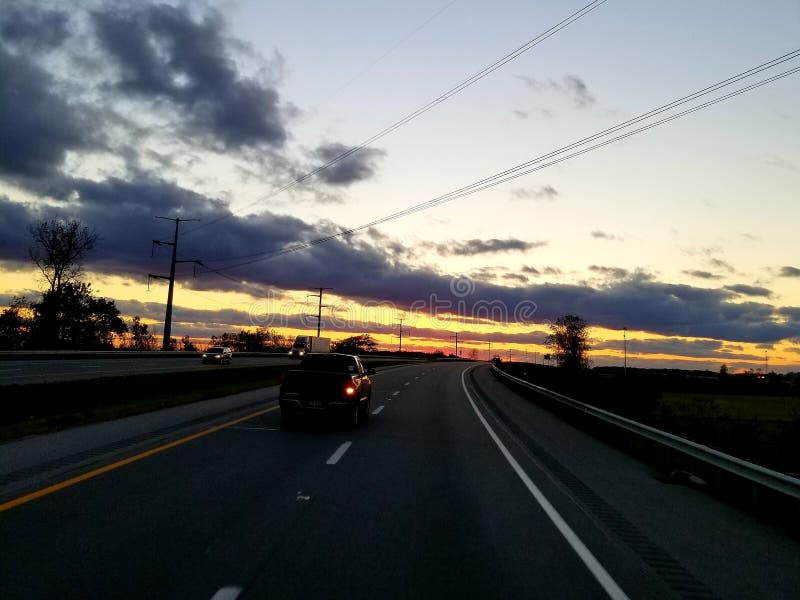 Driving Into The Sunset Heading To Addison Illinois Stock Image Image