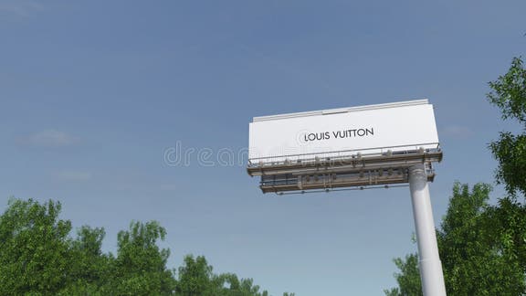 Driving Towards Advertising Billboard with Louis Vuitton Logo