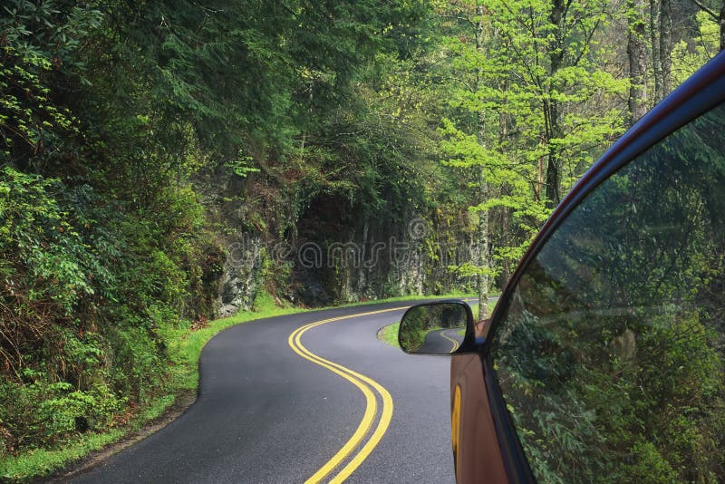 Driving through the winding roads of the Smoky Mountains