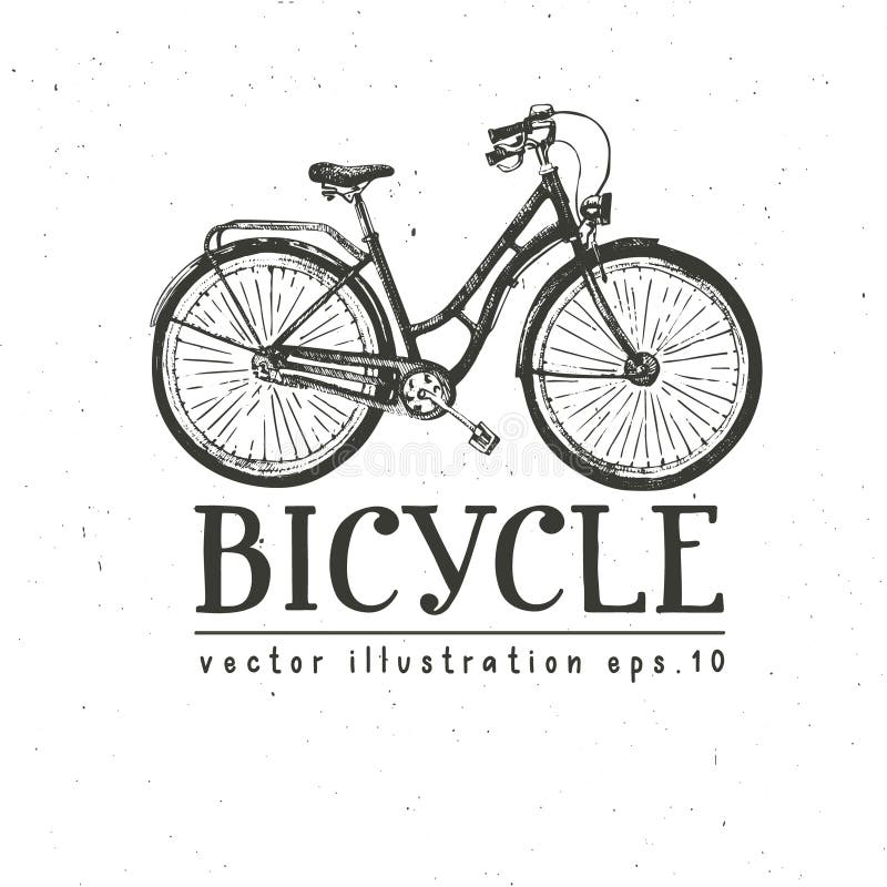 Drog vektorn för cykeln skissar handen, den gamla cykeln för färgpulverillustrationen på vit bakgrund, dekorativ stil för tappnin stock illustrationer Drog vektorn för cykeln skissar handen, den gamla cykeln för färgpulverillustrationen på vit bakgrund, dekorativ stil för tappnin stock illustrationer