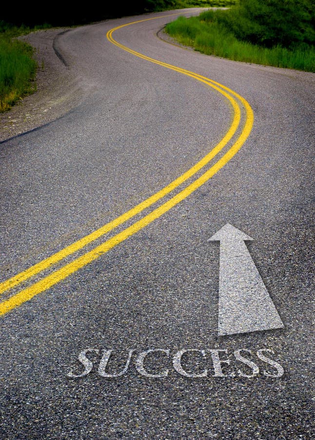 Road to success with painted double yellow lines. Road to success with painted double yellow lines