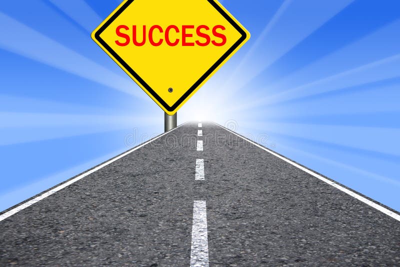 The road to success with road sign. The road to success with road sign.
