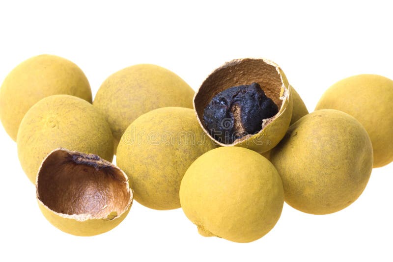 Gedroogde Longans Geïsoleerd royalty-vrije stock foto's