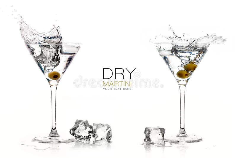 Dry Martini Cocktails. Spatten. Ontwerp Sjabloon stock fotografie
