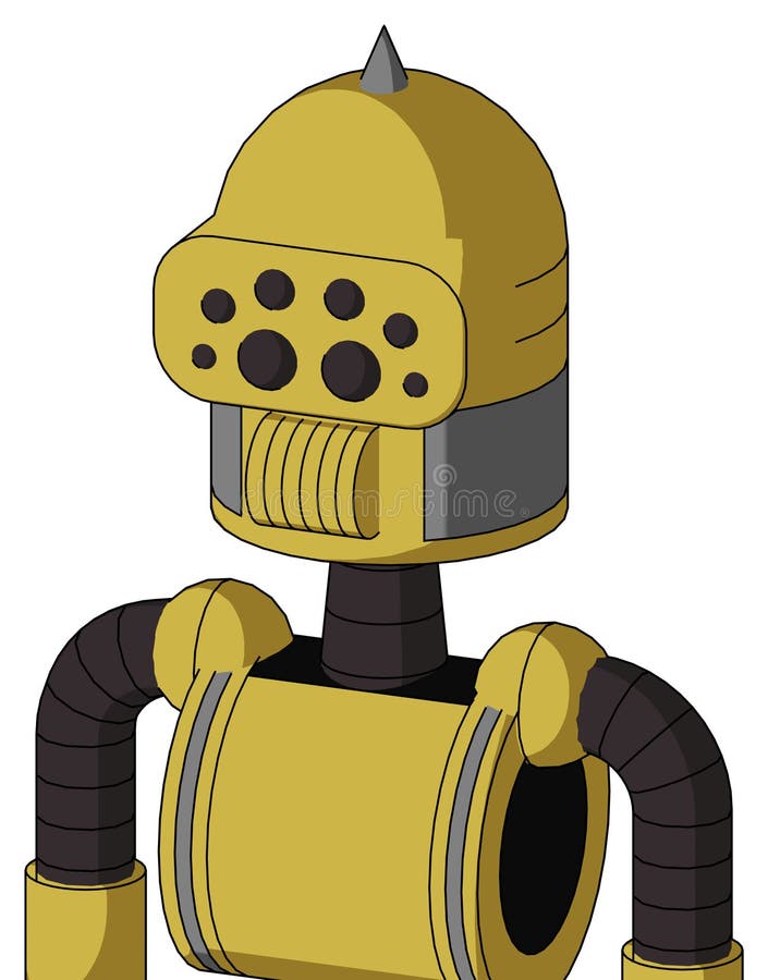 Droid Jaune Avec Tête De Dôme Et Haut-Parleurs Bouche Et Oeil De Bogue Et Astuce D'Araignée illustration de vecteur Droid Jaune Avec Tête De Dôme Et Haut-Parleurs Bouche Et Oeil De Bogue Et Astuce D'Araignée illustration de vecteur