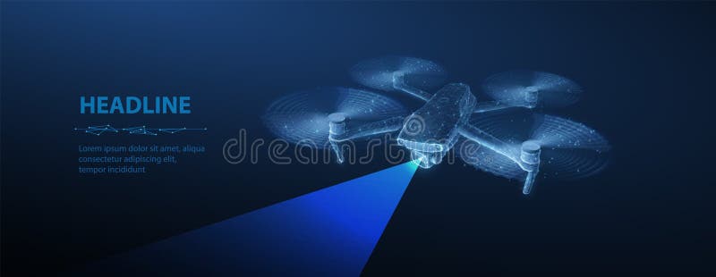 Dron. abstrakcyjny dron 3d wyizolowany na niebiesko. monitorowanie z powietrza technologii wojskowych royalty ilustracja