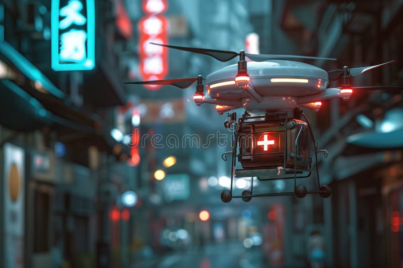 Dron medyczny dostarczający awarie royalty ilustracja